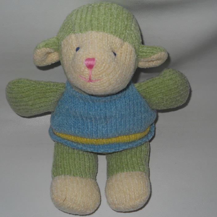 Russ Plush Lamb Baby Sheep Stuffed Wootles Green Knit Sweater Small 8