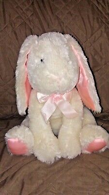 Russ Hunnie Bunny Rabbit White Plush Animal Pink Bow Paws Ears 13