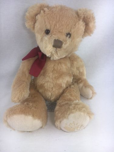 Russ Berrie Spencer Tan Bear Red Bow Embroidered Foot Valentines