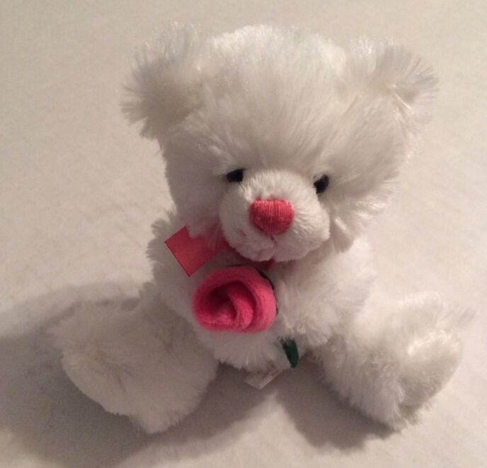 Russ White Bear with Pink Flower Named Rosalee 6