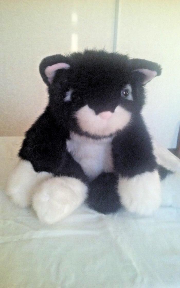 Vintage Russ Black and White 15” Plush Cat with Green Eyes Item #259