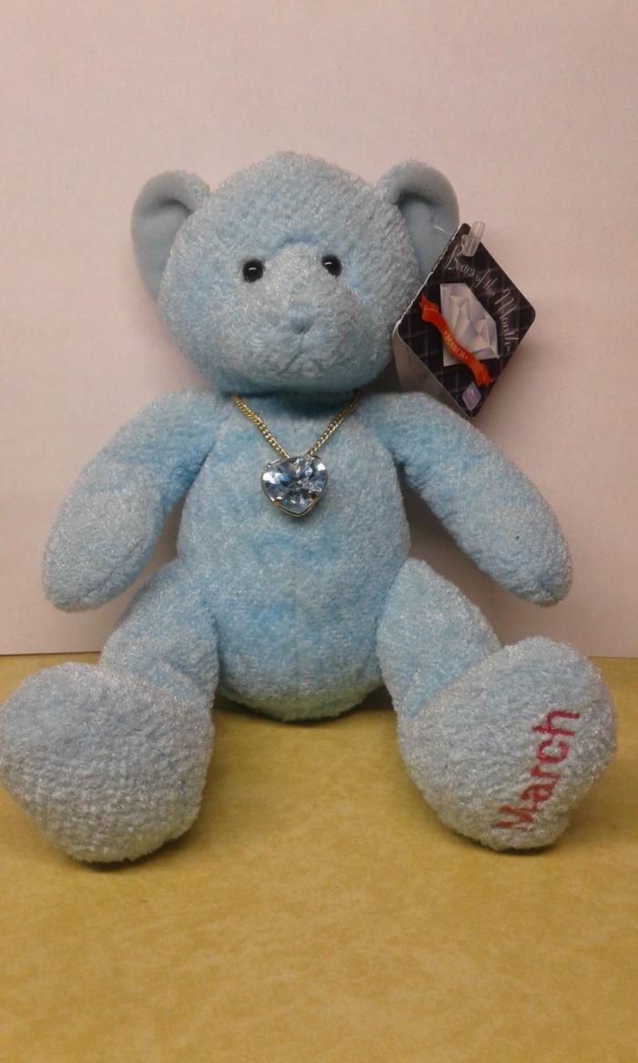 Russ Plush Bears Of The Month March Aquamarine Pendant W/ Tag