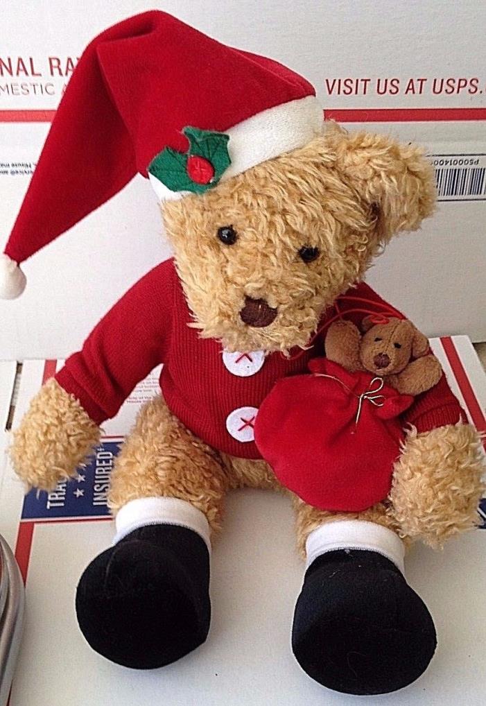 Russ Berrie & Co Christmas Sammy Santa Plush Teddy Bear