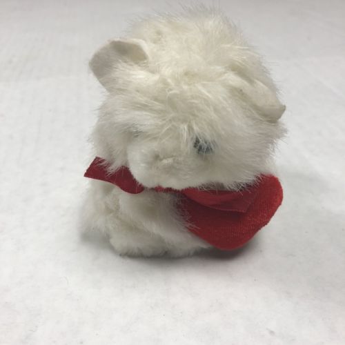 russ Miniature stuffed animal White Kitty Cat With Red Heart