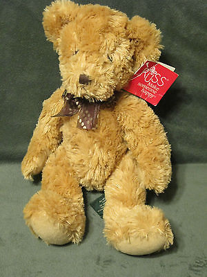 Russ Addison Teddy Bear Brown Dots Bow Beanbag Floppy Stuffed Animal 12