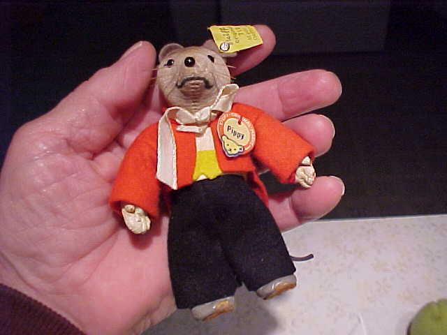 Vintage Old 1950's German Germany RARE STEIFF Pippy Mouse Doll Toy Button In Ear