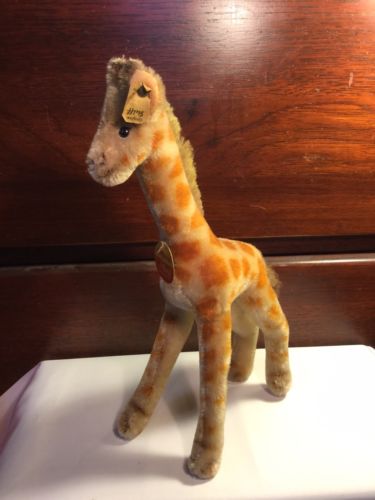 Vintage Steiff Mohair Giraffe 11” Tall Chest Tag Ear Button Germany GC