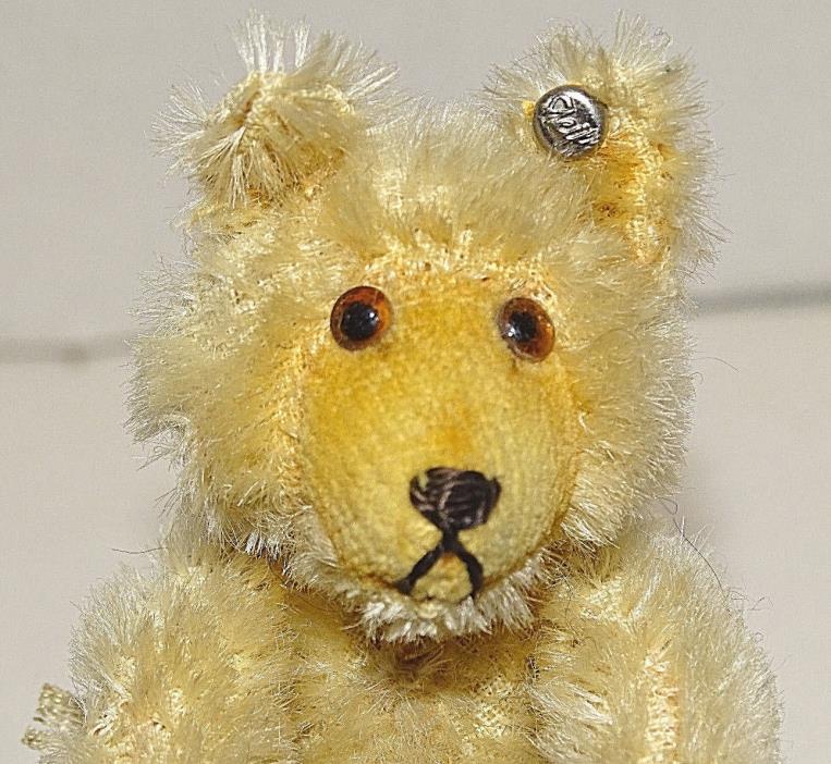 1946-50 Steiff Teddy Baby Germany US Zone Cream Mohair Script Button 31/2