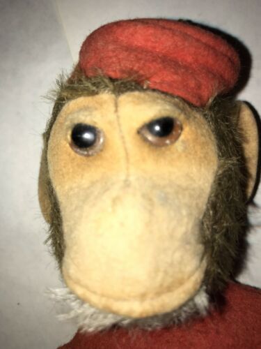 Steiff?? German?? Japan?? Jocko Chimpanzee Monkey Mohair Non-Jointed Glass Eyes