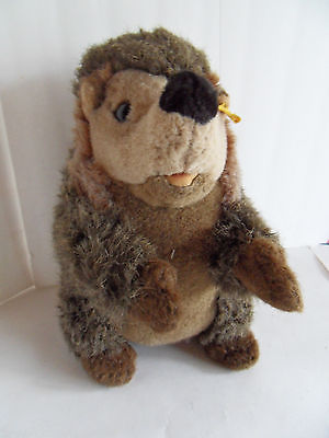 Steiff  hedgehog porcupine large  button flag stuffed animal Germany 2179