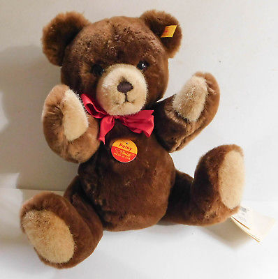 Steiff Petsy Plush Teddy Bear Brown 012587 Tags 11