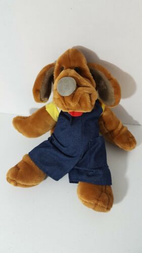 Ganz Bros 1984 Wrinkles Puppet Brown Dog in Bib Overalls w/bone Plushie 16