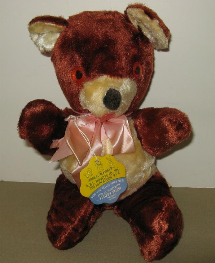 VINTAGE ANIMAL PLAYLAND OF A&L NOVELTY PLUSH TEDDY BEAR 1960 NWT