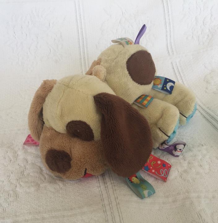 vtg ORIGINAL TAGgIES SOFT TAN BROWN SPOTS PUPPY DOG with rattle 12