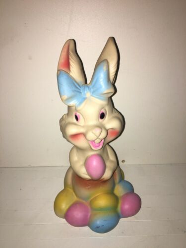 Vintage Dreamland Creations Large Easter Bunny Rabbit w Eggs Squeak Squeeze Toy