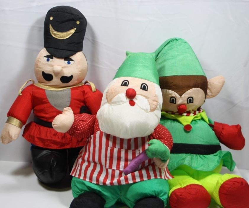 Santa Elf Nutcracker Vtg Nylon Puffy Parachute Plush International Silver lot 3
