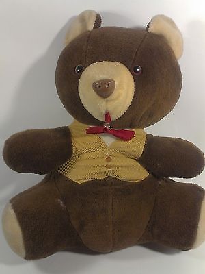 Vintage Toy Co Teddy Bear  Plush JUMBO Stuffed Red Bow Tie KOREA 19