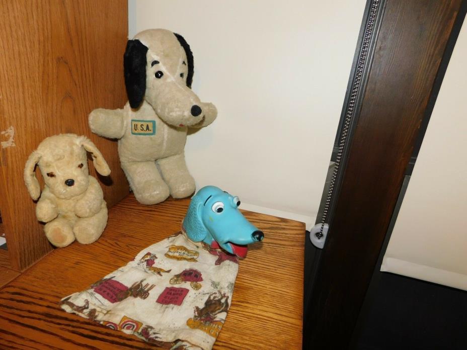 Dog Stuffed Animals Bell in Ear + USA + Puppet Vintage