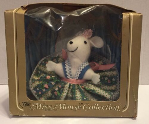Vtg Miss Mouse Collection Knickerbocker Box Plush Doll 1979 White Floral Dress