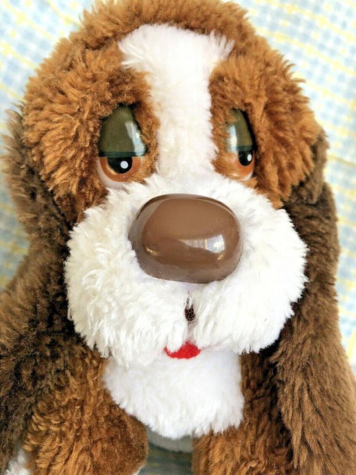 Sad Sam Bassett Hound Plush Puppy Dog Droopy Eyes Brown White 1970's-1980's VTG