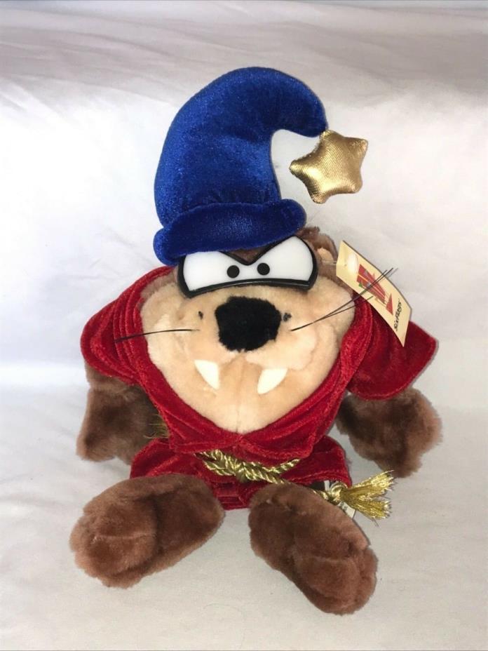 Six Flags Looney Tunes Tasmanian Devil Plush Taz Wizard Stuffed Animal 12”