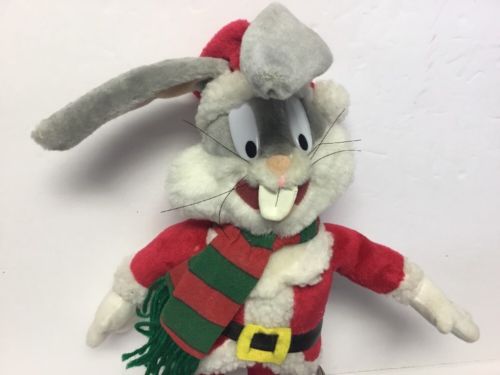 13” Plush Looney Tunes Bugs Bunny Wearing Santa Outfit