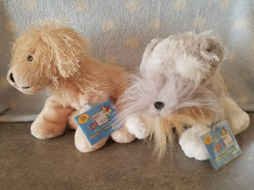 lot of 2 webkinz plush dogs puppies golden and schnauzer sealed codes