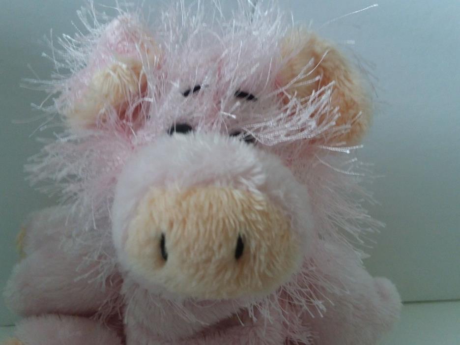 Plush Ganz Pink Fuzzy Pig Plush Plastic Pellets Stuffed Animals Toys HM002