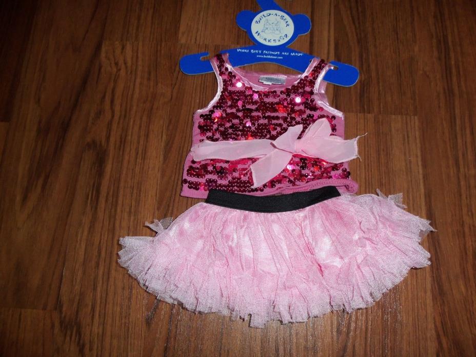 BABW, Build A Bear Clothes Outfit Hot Pink Sequin top and Tulle Skirt