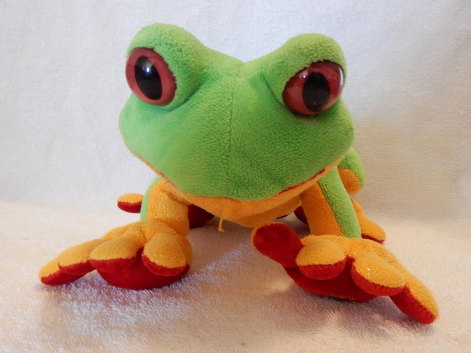 Ganz Tree Frog WEBKINZ Green, Yellow Sparkly, Red  no code, plush HM 109  EUC