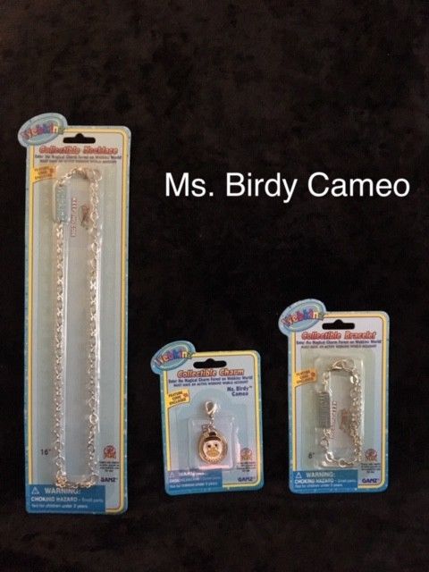 Webkinz Ms. Birdy Cameo Charm + Bracelet + Necklace