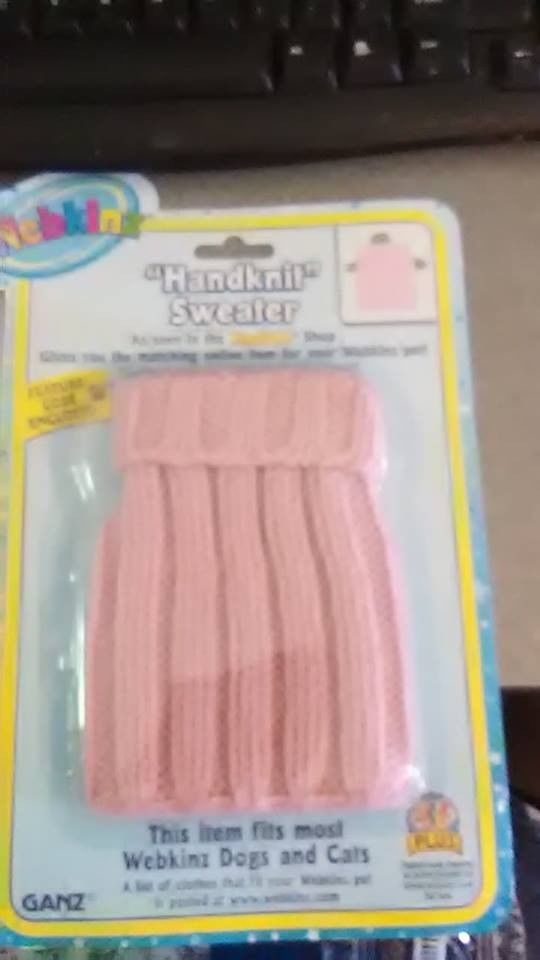 Webkinz Clothing Handknit Sweater Pink Brand New In Original Package Ganz