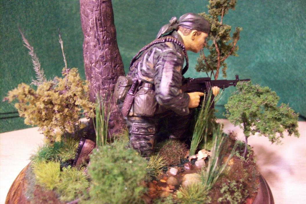 toy soldiers 1/16 scale u.s. veitnam special forces figure on real wood stand