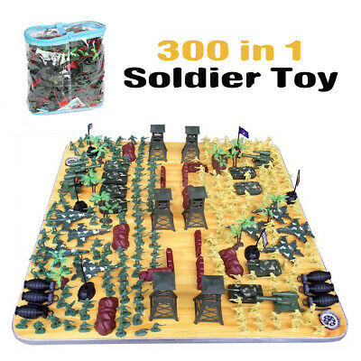 300 Pcs Military Plastic Toy Soldiers Army Men 4cm Figures Accessories Play  US