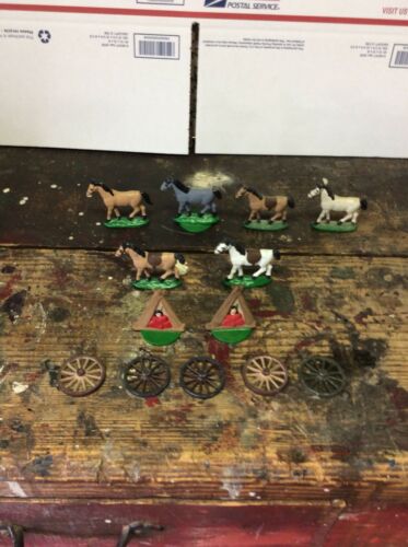 Vintage Metal Toy Army Cowboy Horses Indian Tee Pee's Wagon Wheels