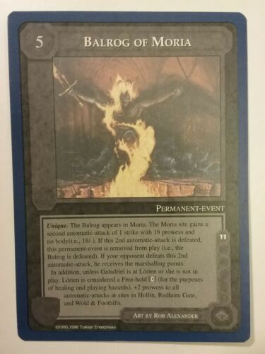 MIDDLE-EARTH CCG MECCG BALROG OF MORIA WIZARDS UNLIMITED TWUL RARE LOTR CARD