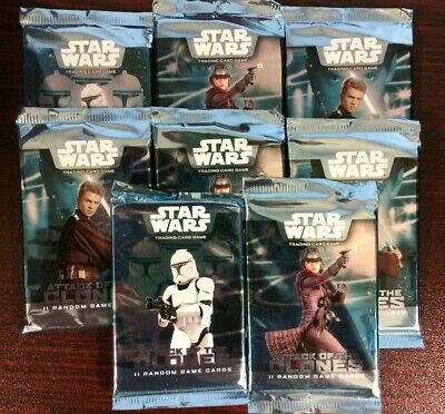 Star Wars: Attack Of The Clones Booster Pack Factory Sealed- LOT OF 8 PACKS