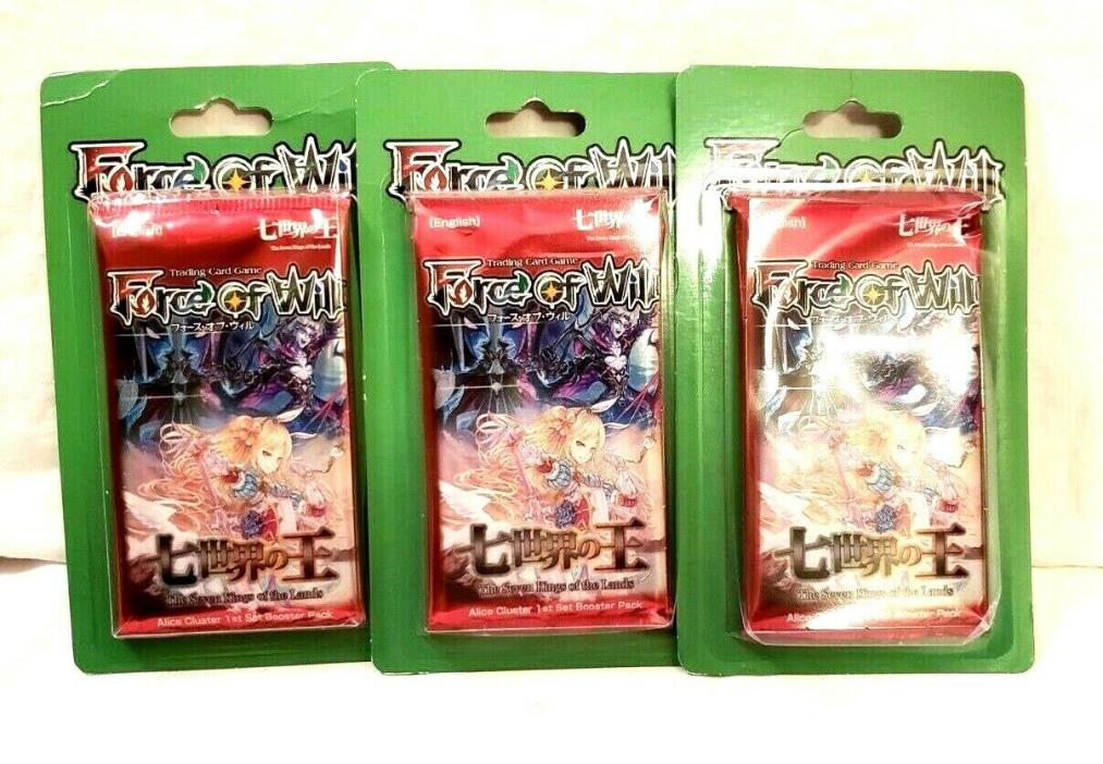 Lot of 3 Brand NEW Sealed Force of Will Seven Kings - Booster Blister Packs TCG