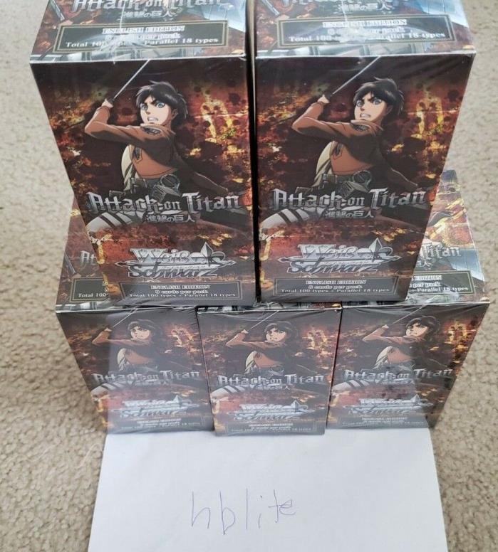 ON SALE! Weiss Schwarz CCG Booster Box Attack on Titan Anime Sealed Lot of 5