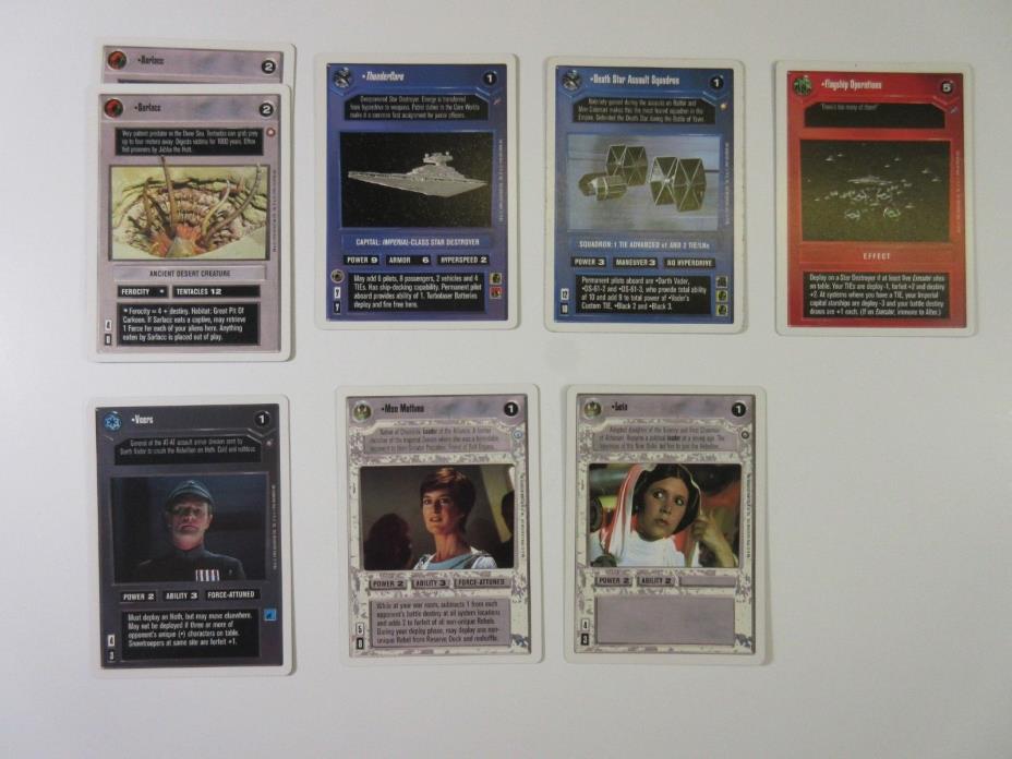 Lot of 8 Star Wars CCG Cards WB Preview Decipher SP/MP (WX2)