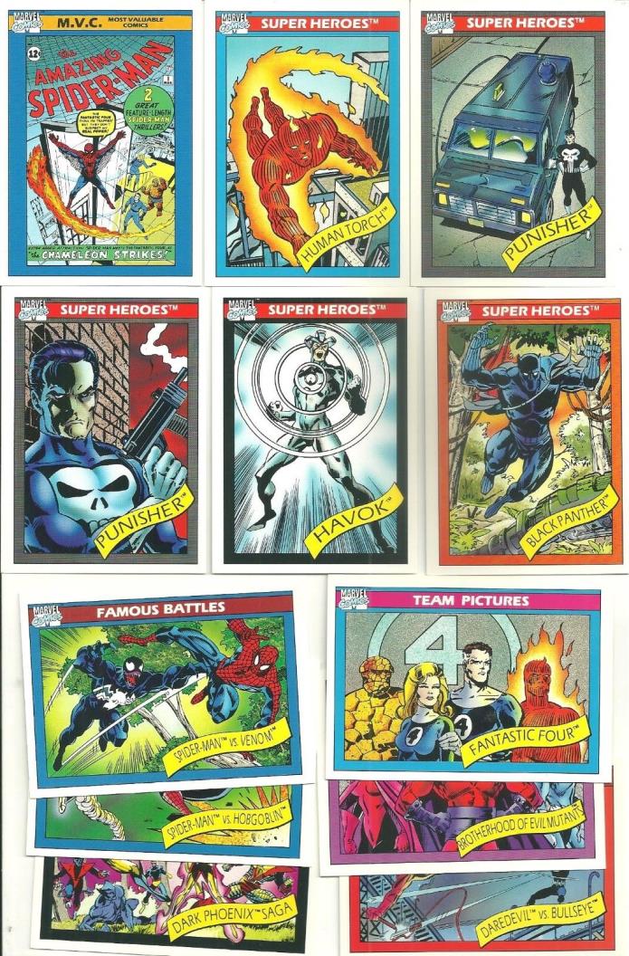 Lot of 12 Marvel Comics 1990 trading cards by Impel.  NM/M -Great Set Fillers!