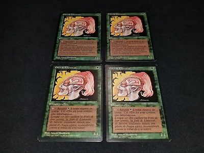 MTG 4x Revised green common LP French FBB Llanowar Elves ships w/ tracking