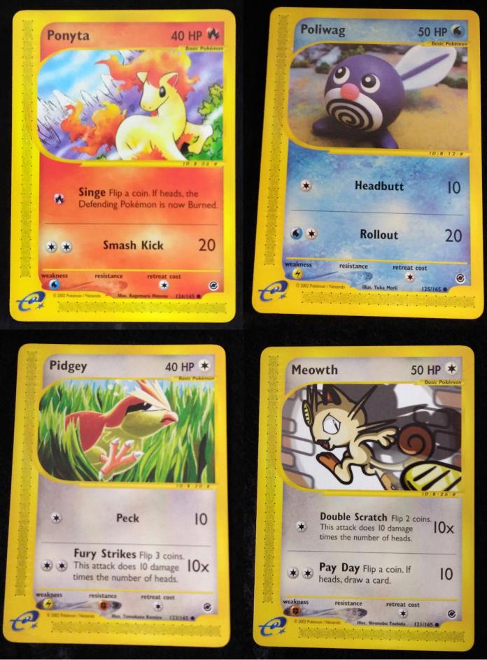 4X Pokemon Expedition Base Set 2002 Lot E-Card Ponyta 126 125 123 121 Mint