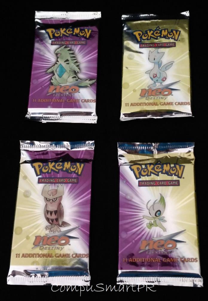 4X Pokemon Neo Destiny Booster Pack Set of 4 Different Art Factory Sealed Mint