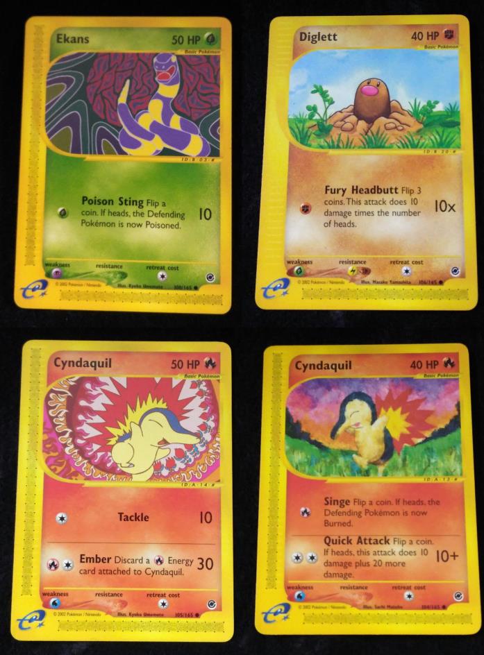 4X Pokemon Expedition Base Set 2002 Lot E-Card Cyndaquil 105 108 106 104 Mint
