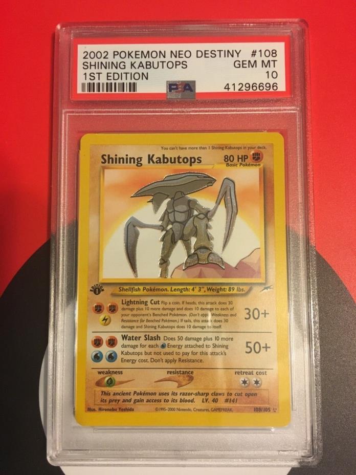 Shining Kabutops Holo 1st Edition Neo Destiny PSA GEM Mint 10 108/105 Pokemon