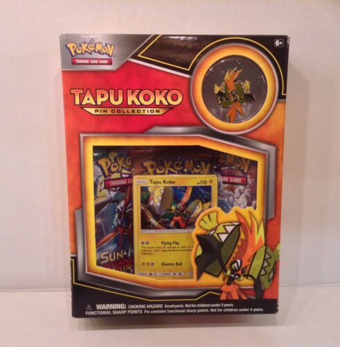 Pokemon TCG Tapu Koko Pin Collection Box Trading Card Game NEW