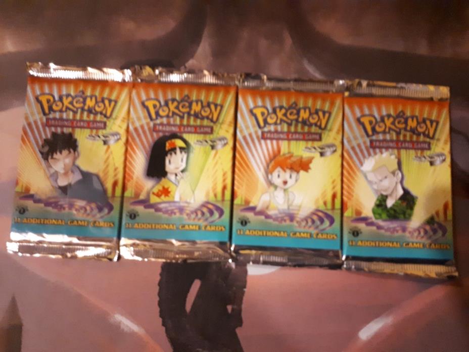 Pokemon 1st Edition Gym Heroes Booster Pack - Set of 4 Boosters Different Arts