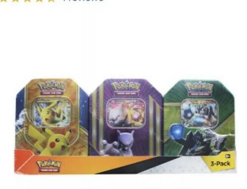 Pokémon Trading Cards 3 Sealed Collector Tins Pikachu-EX, Mewtwo-EX, Zygarde EX