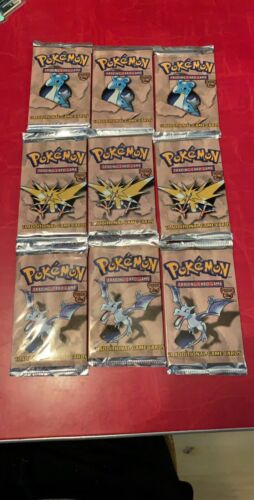 9 Factory Sealed Pokemon Fossil Booster Packs